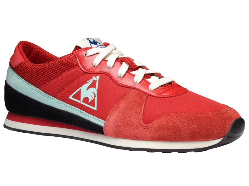 Кроссовки Le coq sportif Tours красные с белыми шнурками, материал нейлон, замша